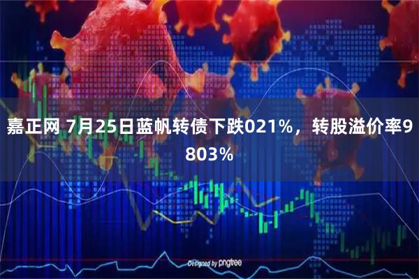 嘉正网 7月25日蓝帆转债下跌021%，转股溢价率9803%